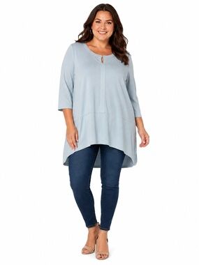 Lauren Ralph Lauren Women's Tunic Top Size 2X NWT Light Blue High-Low Plus Size